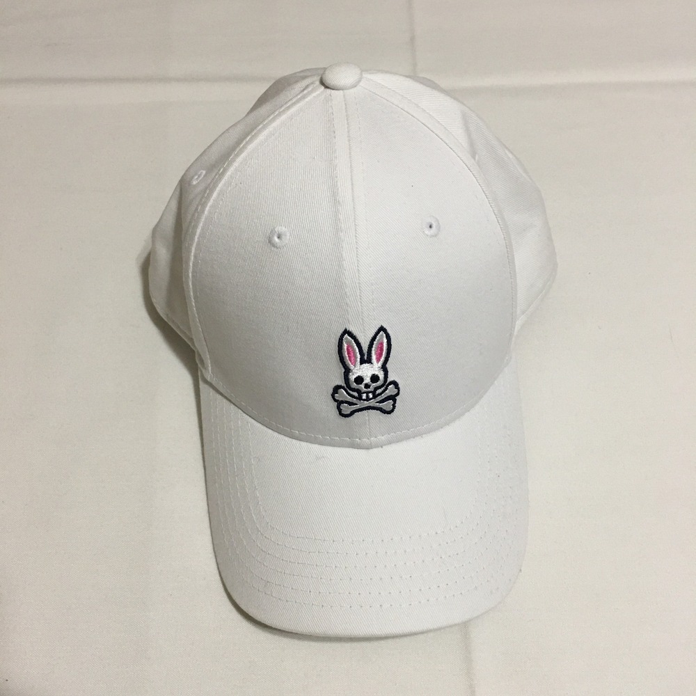 Psycho Bunny Baseball Cap Unisex One Size White Embroidered Logo